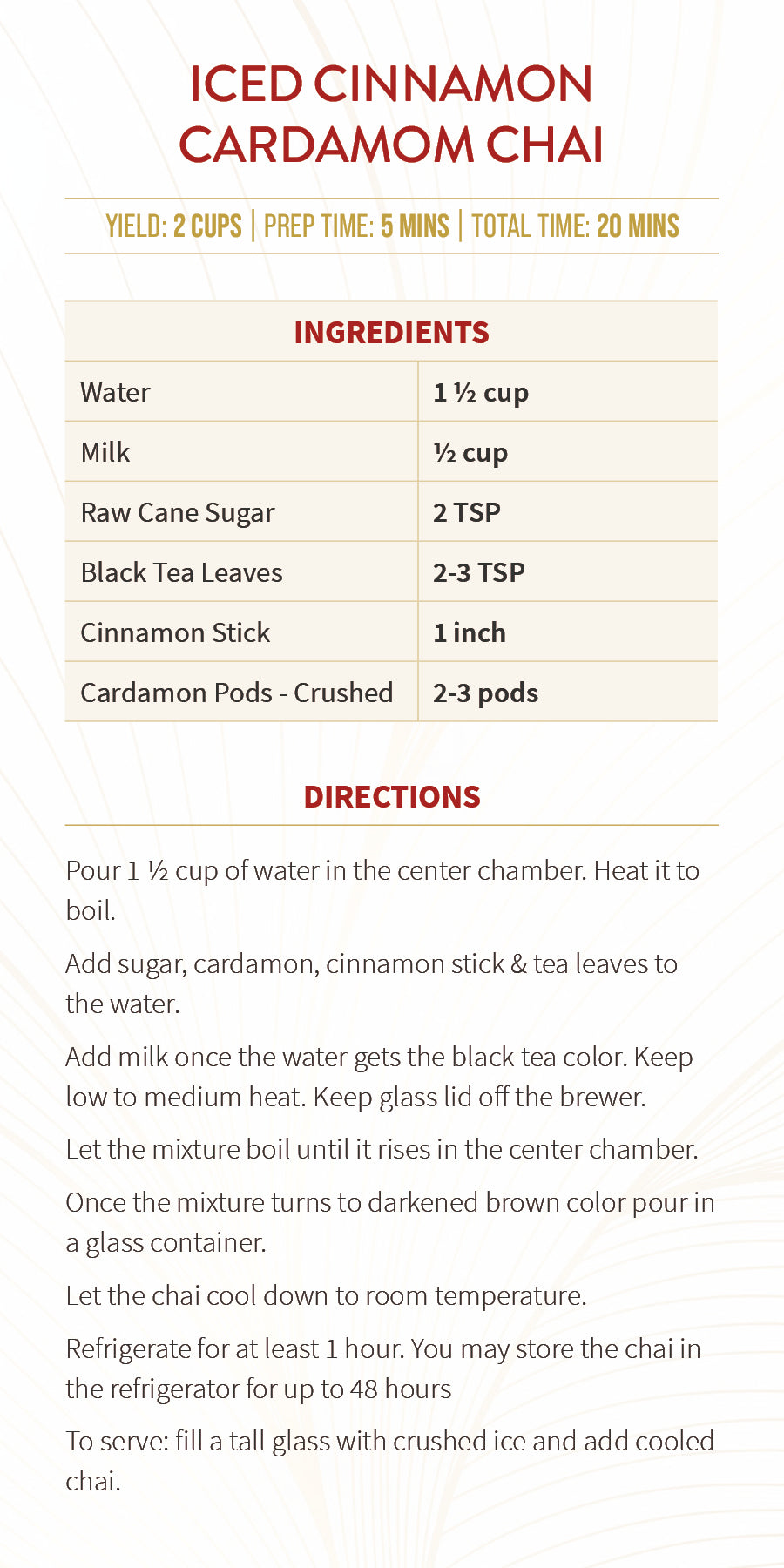 Iced Cinnamon Cardamom Chai