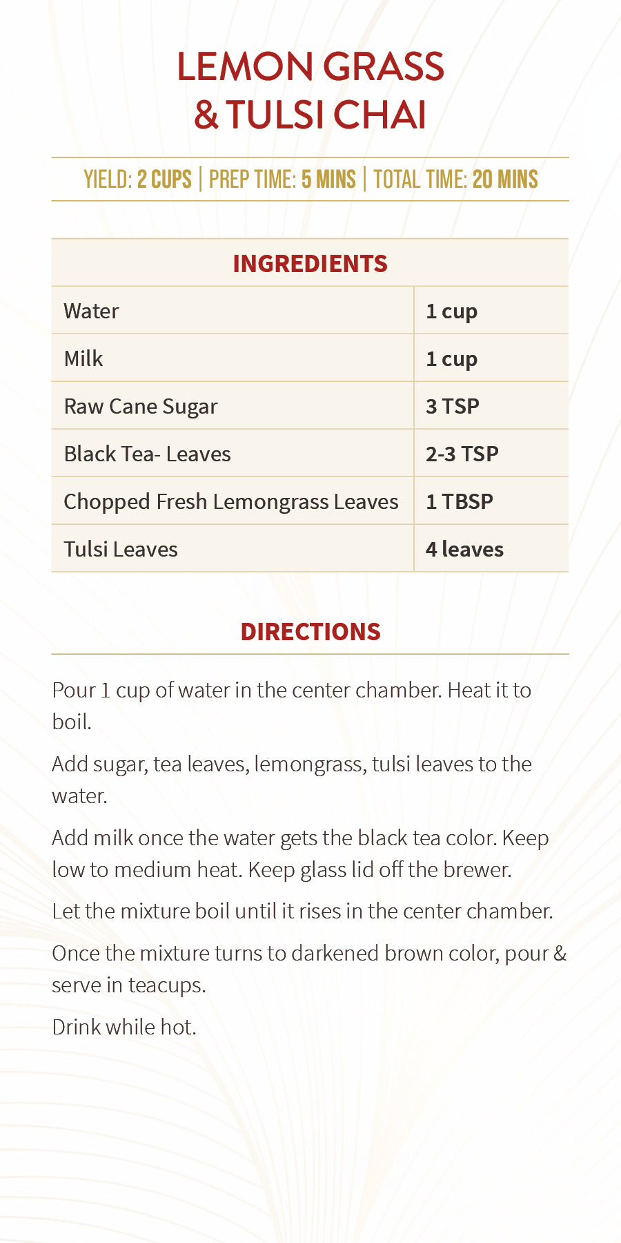 Lemongrass Tulsi chai