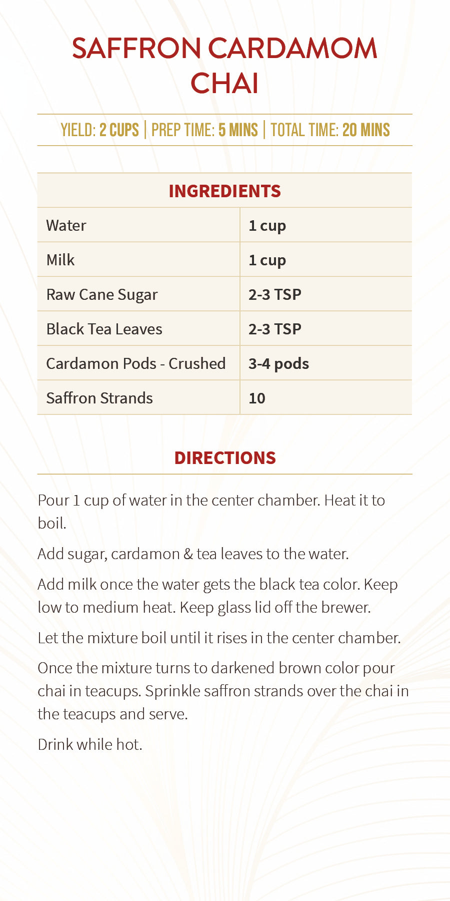 Saffron Cardamom Chai