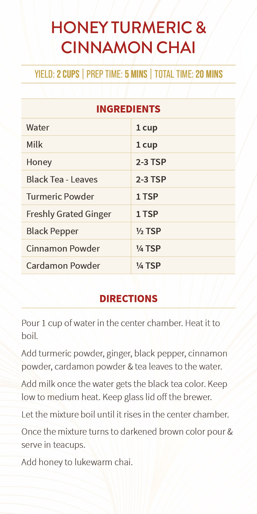 Honey Turmeric & Cinnamon Chai